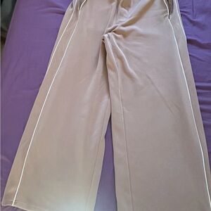OFFLINE Tan Wide-Leg Pants with White Piping